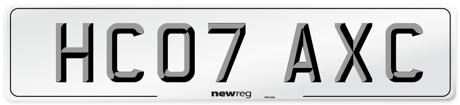 HC07 AXC Number Plate from New Reg